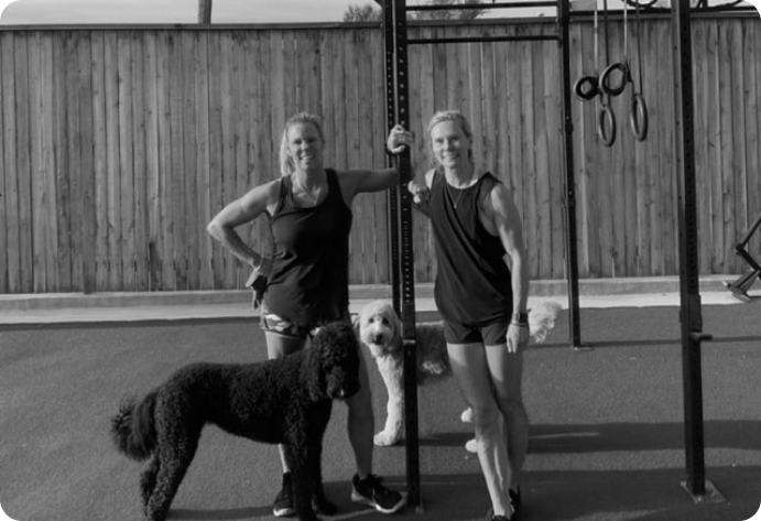 photo of Amanda and Stacy in an outdoor gym